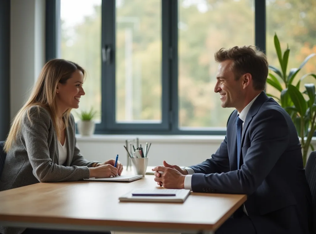 Career clarity meeting at professional desk